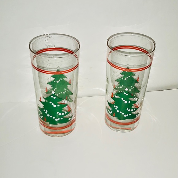 Two New Christmas Tree Drinking Glasses 6” High - Picture 9 of 16